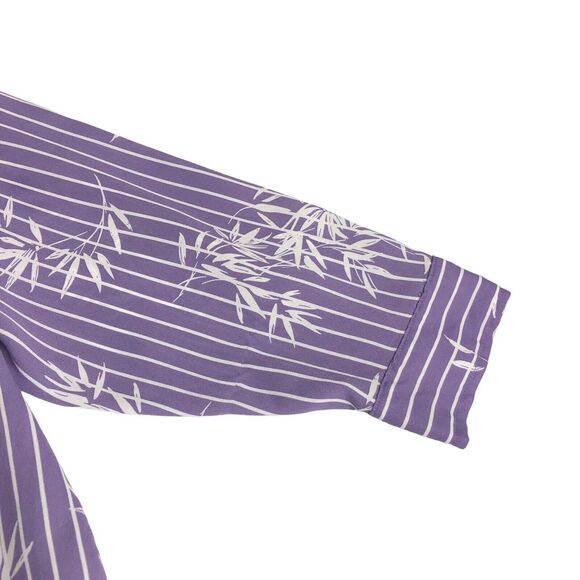 Catherines Top Womens Petite 2X Purple Floral Striped Semi Sheer Beach Button Up - Picture 4 of 15